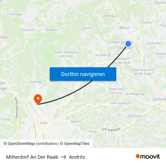 Mitterdorf An Der Raab to Andritz map