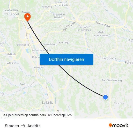 Straden to Andritz map