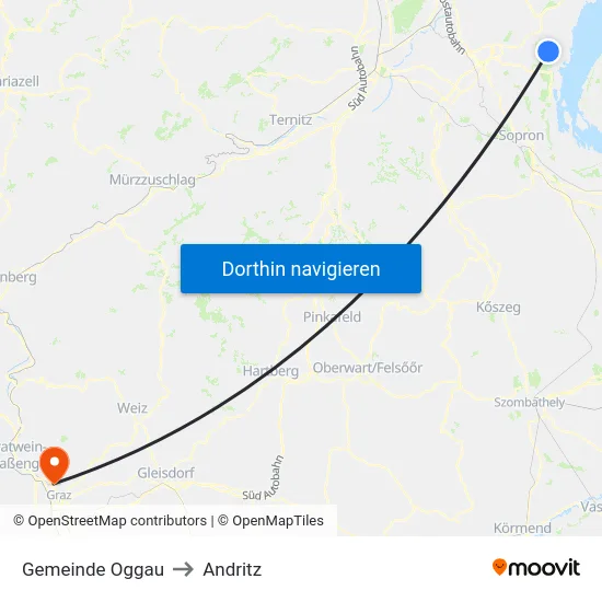Gemeinde Oggau to Andritz map
