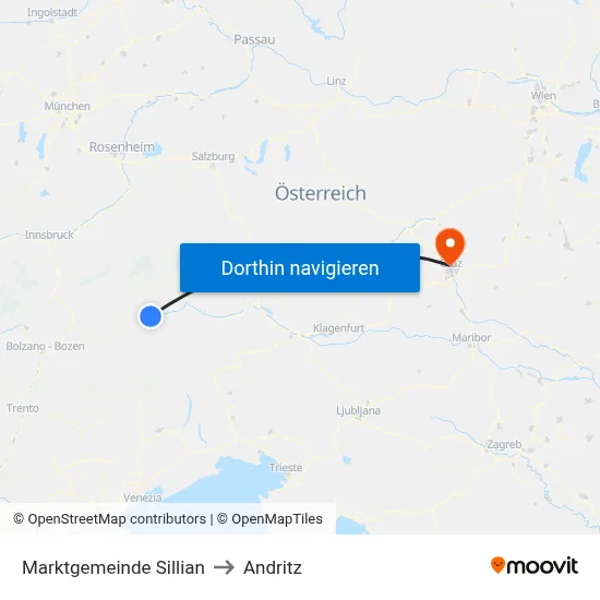 Marktgemeinde Sillian to Andritz map