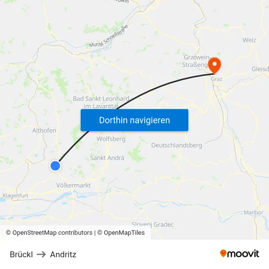 Brückl to Andritz map