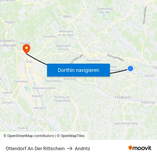 Ottendorf An Der Rittschein to Andritz map