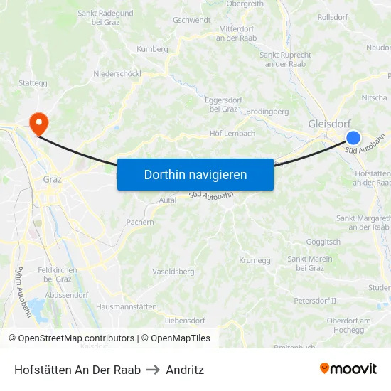 Hofstätten An Der Raab to Andritz map