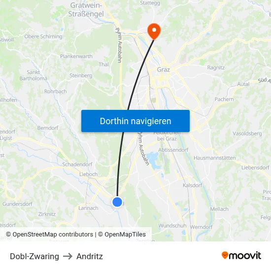Dobl-Zwaring to Andritz map