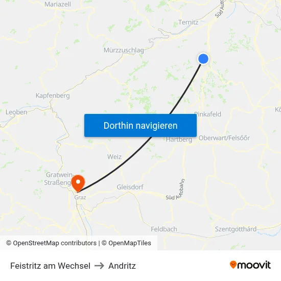 Feistritz am Wechsel to Andritz map