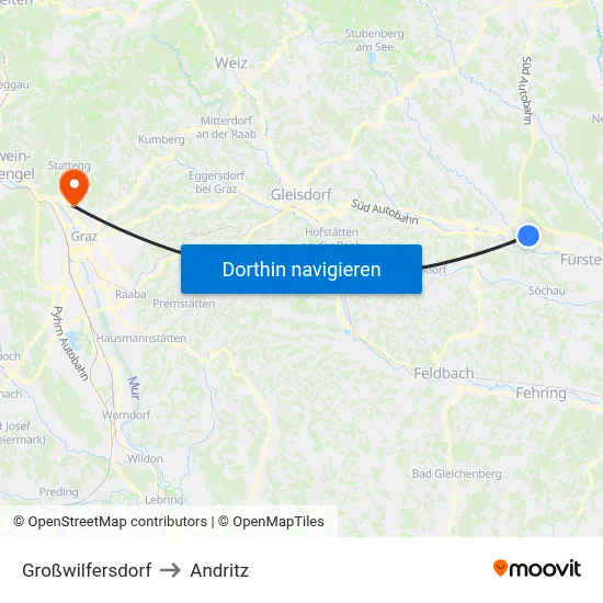 Großwilfersdorf to Andritz map
