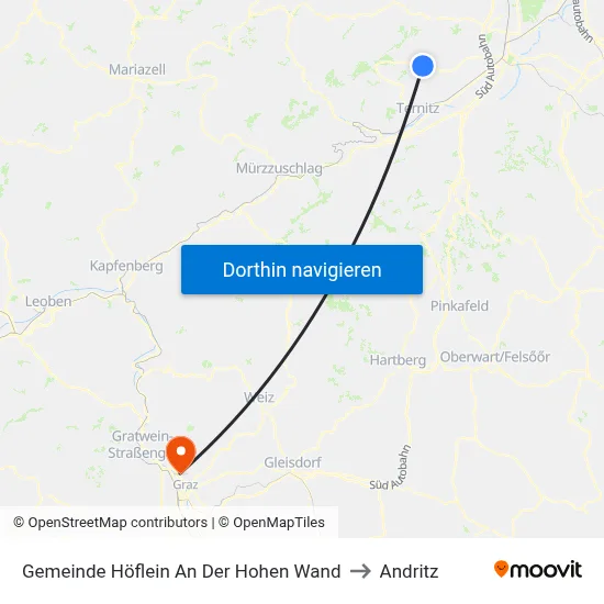 Gemeinde Höflein An Der Hohen Wand to Andritz map