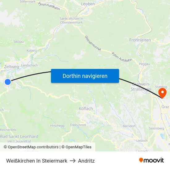 Weißkirchen In Steiermark to Andritz map