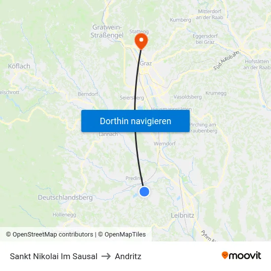 Sankt Nikolai Im Sausal to Andritz map