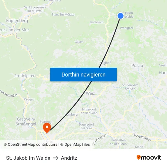 St. Jakob Im Walde to Andritz map