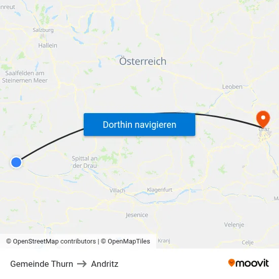 Gemeinde Thurn to Andritz map