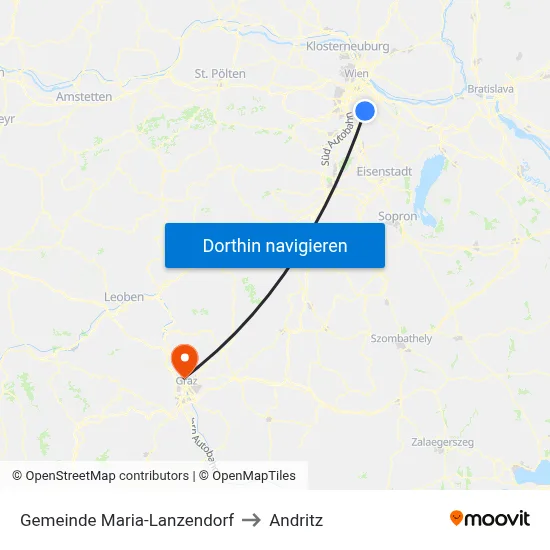 Gemeinde Maria-Lanzendorf to Andritz map