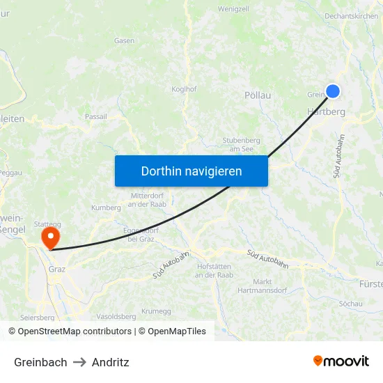 Greinbach to Andritz map