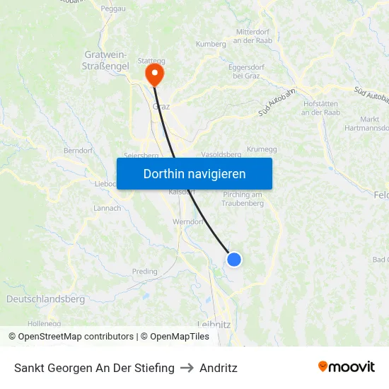 Sankt Georgen An Der Stiefing to Andritz map