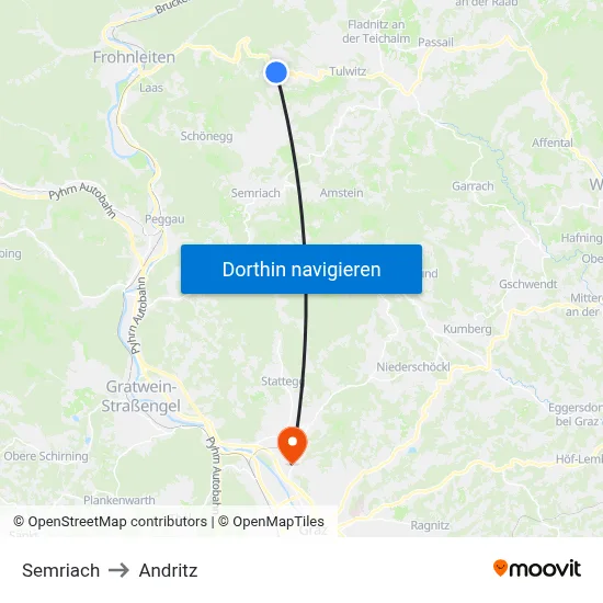 Semriach to Andritz map