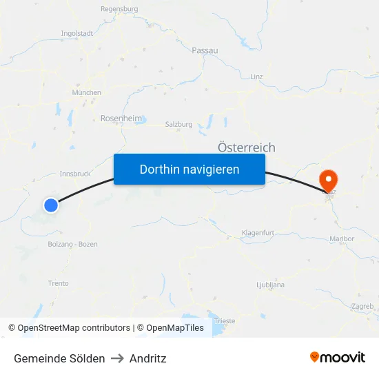 Gemeinde Sölden to Andritz map