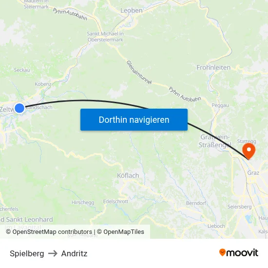 Spielberg to Andritz map