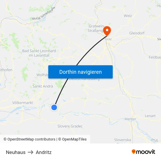 Neuhaus to Andritz map