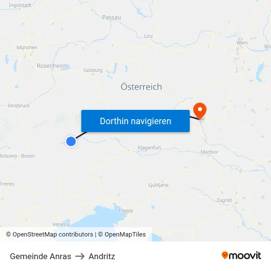Gemeinde Anras to Andritz map