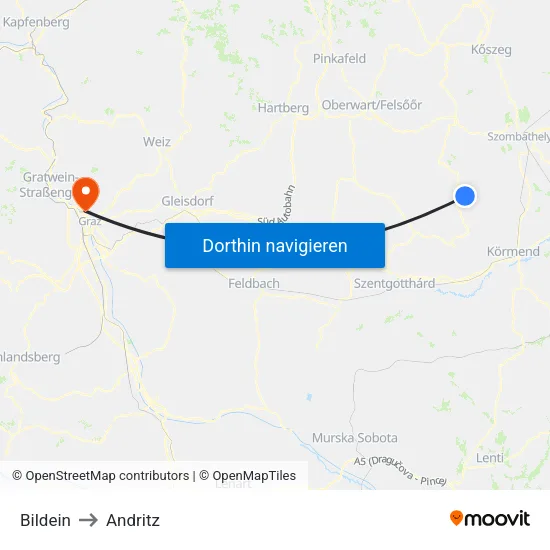 Bildein to Andritz map