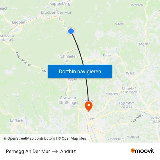 Pernegg An Der Mur to Andritz map