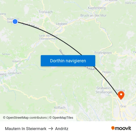 Mautern In Steiermark to Andritz map