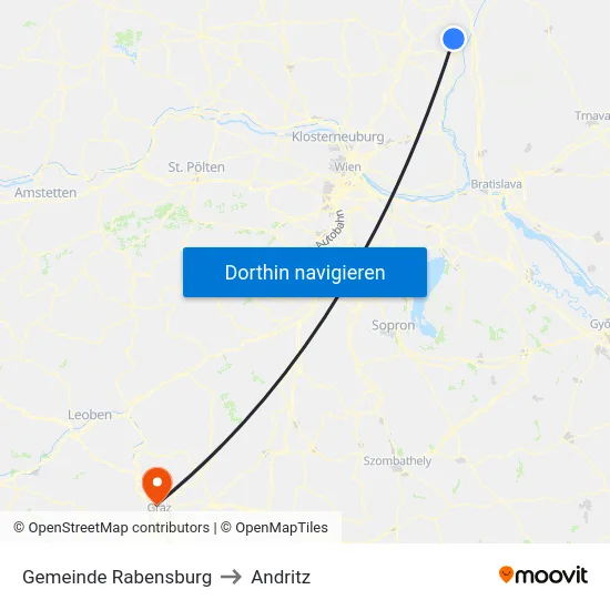 Gemeinde Rabensburg to Andritz map