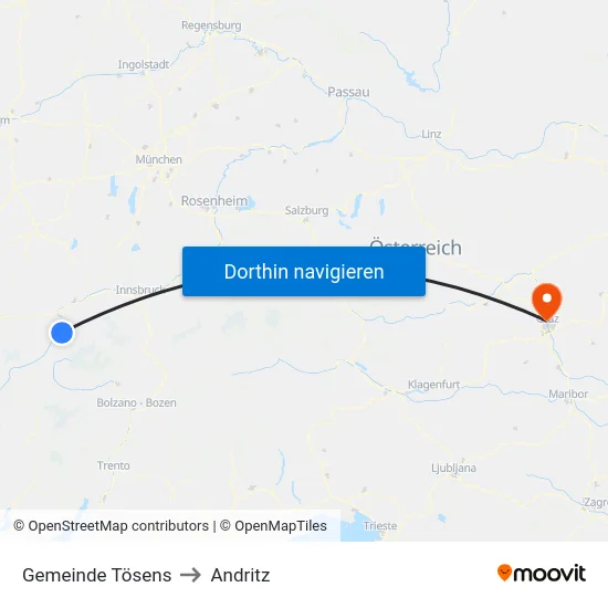Gemeinde Tösens to Andritz map
