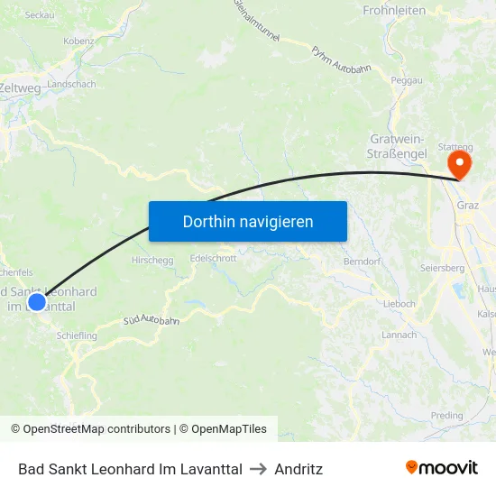Bad Sankt Leonhard Im Lavanttal to Andritz map