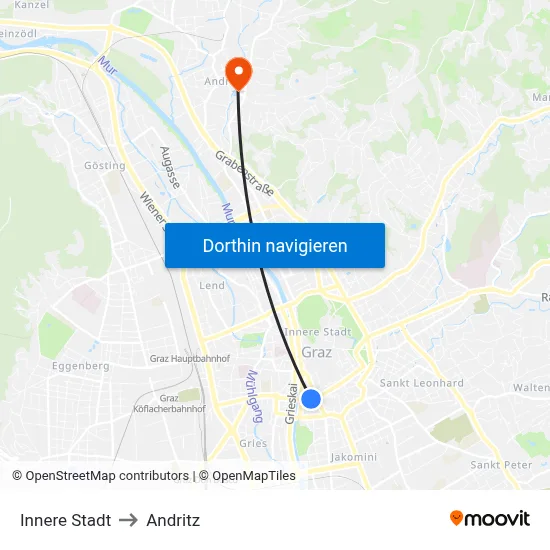 Innere Stadt to Andritz map