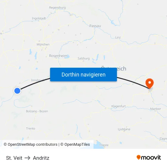 St. Veit to Andritz map