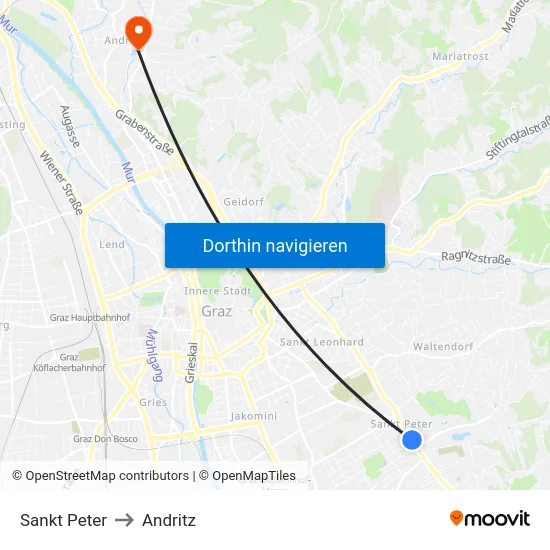 Sankt Peter to Andritz map