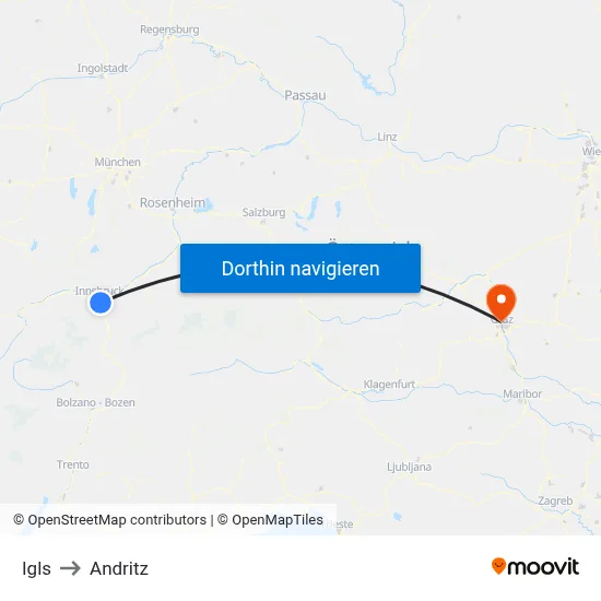 Igls to Andritz map