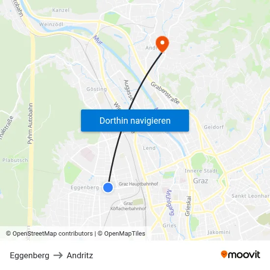 Eggenberg to Andritz map