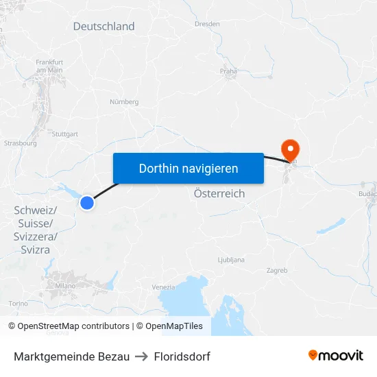 Marktgemeinde Bezau to Floridsdorf map