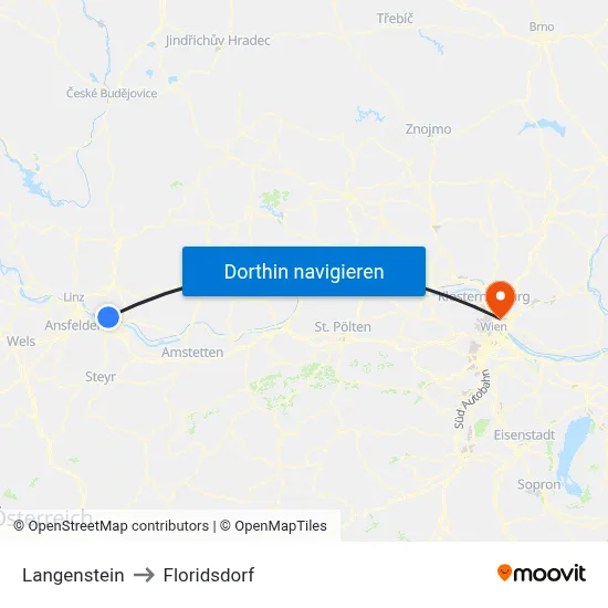 Langenstein to Floridsdorf map