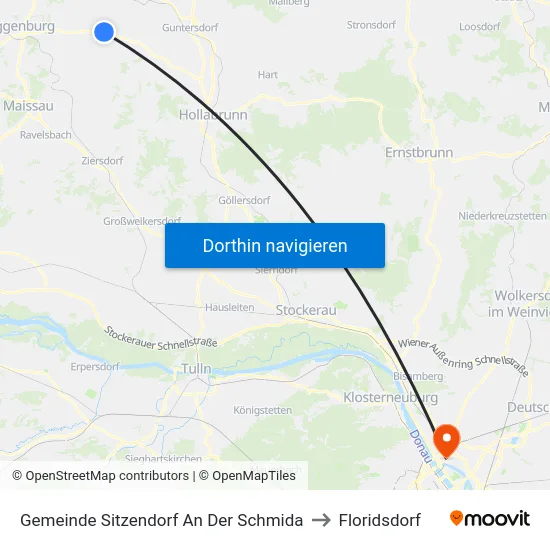 Gemeinde Sitzendorf An Der Schmida to Floridsdorf map