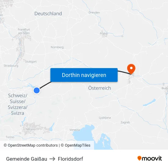 Gemeinde Gaißau to Floridsdorf map
