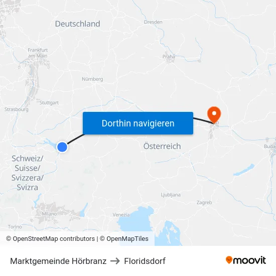 Marktgemeinde Hörbranz to Floridsdorf map