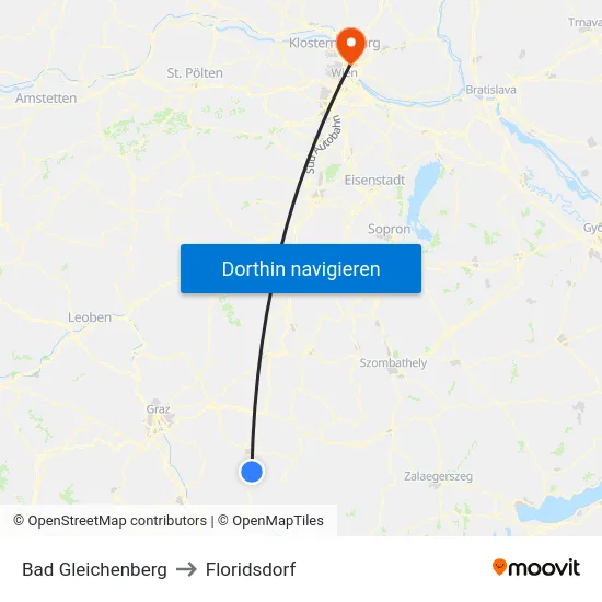 Bad Gleichenberg to Floridsdorf map