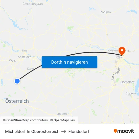Micheldorf In Oberösterreich to Floridsdorf map