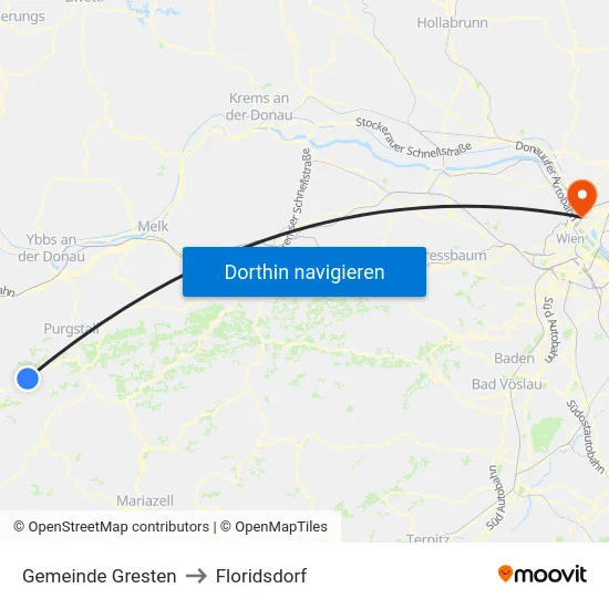 Gemeinde Gresten to Floridsdorf map