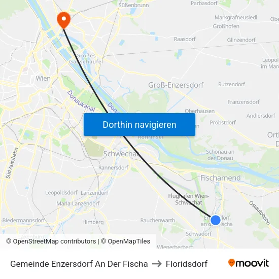 Gemeinde Enzersdorf An Der Fischa to Floridsdorf map