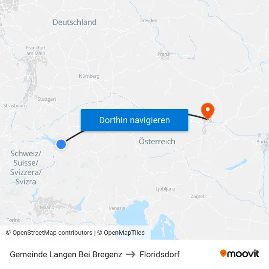Gemeinde Langen Bei Bregenz to Floridsdorf map