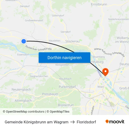 Gemeinde Königsbrunn am Wagram to Floridsdorf map