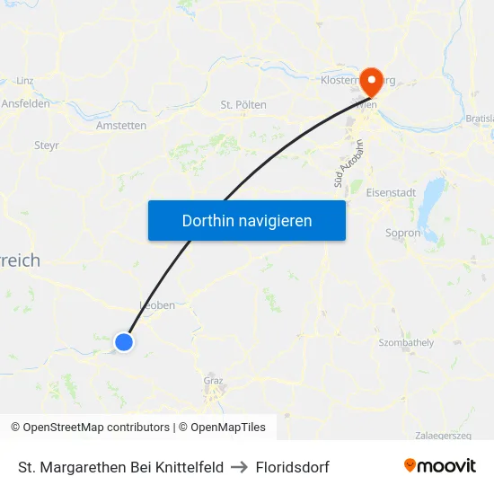 St. Margarethen Bei Knittelfeld to Floridsdorf map