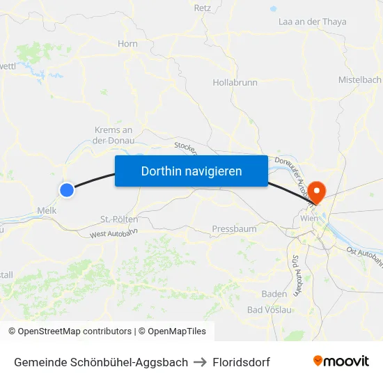 Gemeinde Schönbühel-Aggsbach to Floridsdorf map