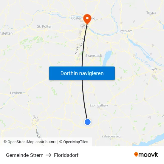 Gemeinde Strem to Floridsdorf map