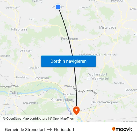 Gemeinde Stronsdorf to Floridsdorf map