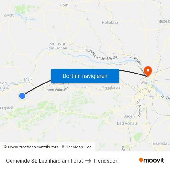 Gemeinde St. Leonhard am Forst to Floridsdorf map